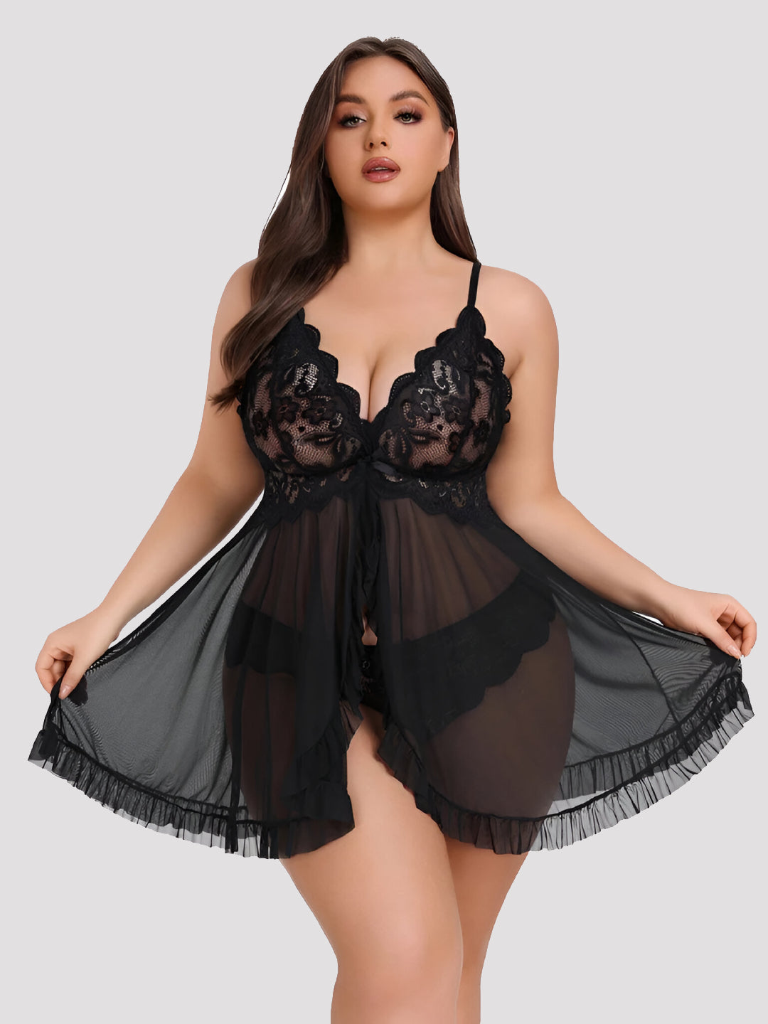 Lingerie for Women Sexy Lingerie Dress Lace Babydoll Lingerie V-Neck Open Front Strap Nightdress