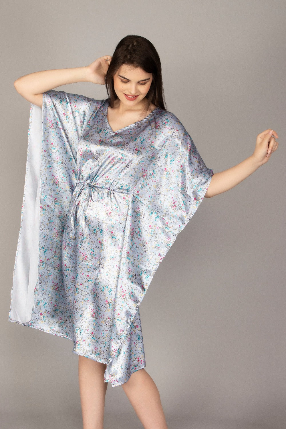 Printed Satin Blend Women Kaftan