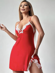 Women's Chemise Slit Sexy Sleepwear Lace Lingerie